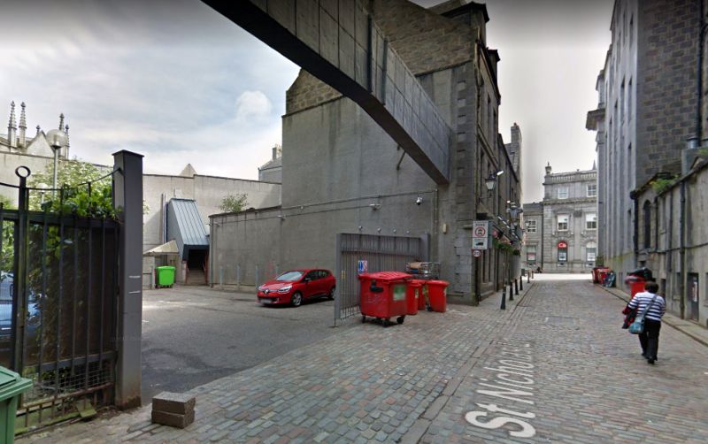 A Google StreetView Image of the site of the former Bon-Accord Music Hall, St. Nicholas Lane, Aberdeen - Click to Interact. The Music Hall, which was situated next door to the Prince of Wales Public House, was closed in 1891, although the building itself wasn't demolished until 1993.