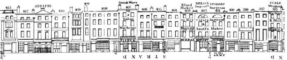 The Adelphi Theatre, Strand as depicted in Tallis's London Street Views 1838 - 1840.