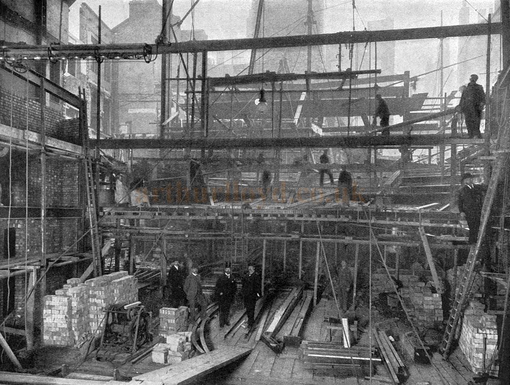 The Stage of the former Adelphi Theatre being Rebuilt and Refitted for the Theatre's Reincarnation as the Century Theatre in 1901 - From 'The Sketch', 11th September 1901.