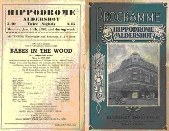 rogramme for 'Babes in the Woods' at the Aldershot Hippodrome in 1940 - Courtesy Alan Chudley.