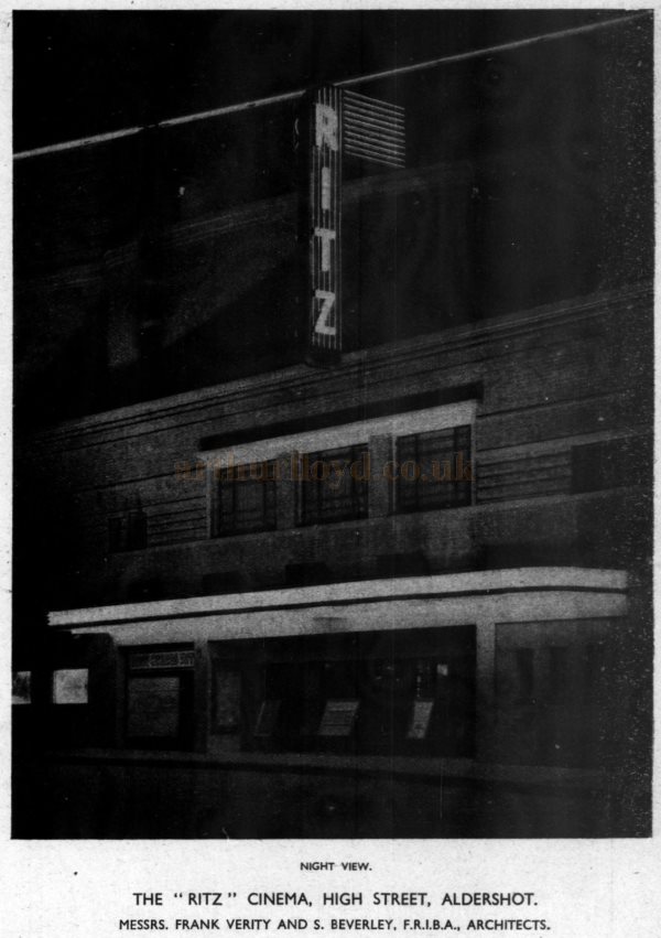 Verity and Beverley's Ritz Cinema, Aldershot - From The Builder, 31st of December 1937.