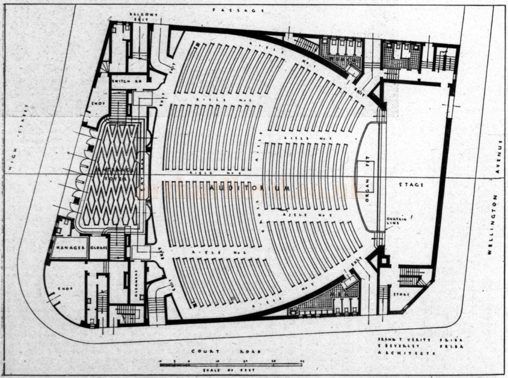 Verity and Beverley's Plans for the Ritz Cinema, Aldershot - From The Builder, 31st of December 1937.