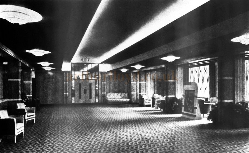The Balcony Foyer of the Odeon, Leicester Square when it first opened in 1937 - From The Architects' Journal, 9th of November 1937.
