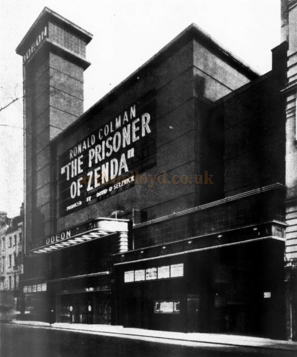 The Exterior of the Odeon, Leicester Square when it first opened with 'The Prisoner of Zenda' in 1937 - From The Architects' Journal, 9th of November 1937.