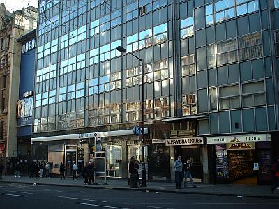 A 1960s Office Building, Alhambra House, stands where the Alhambra Theatre's charing Cross road entrance once stood. Photo M.L.