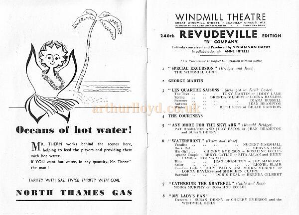 The Windmill Theatre 'Revudeville' Programme 4 - 1951