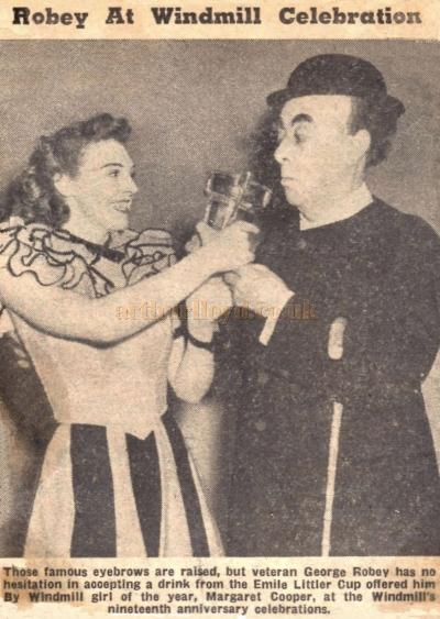 A night to remember. Margaret Cooper shares the Windmill stage with Music Hall legend George Robey - Courtesy Margaret Law