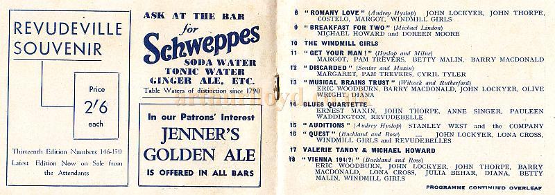 The Windmill Theatre Wartime Revudeville Programme 155th Edition