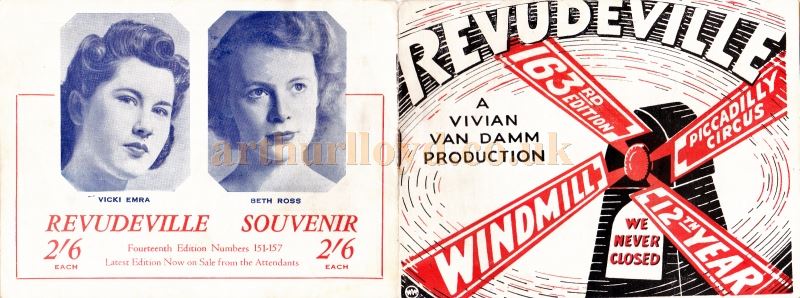 The Windmill Theatre Wartime Revudeville Programme 163rd Edition