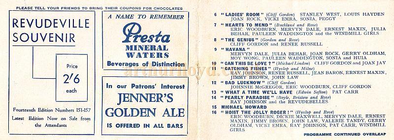 The Windmill Theatre Wartime Revudeville Programme 165th Edition