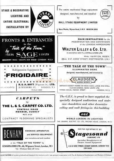 Conversion of the London Hippodrome into 'The Talk Of The Town' 