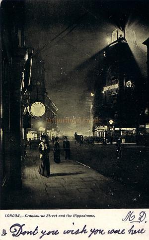 The London Hippodrome at night - From a postcard - Undated