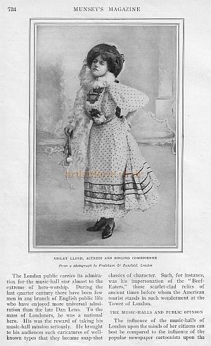 Violet Lloyd, Actress and Singing Comedienne. From a photograph by Foulsham & Banfield, London.