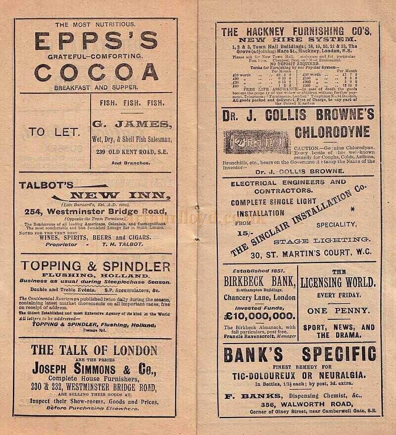 The Canterbury Music Hall dated Wednesday 28th February 1900, generously donated by Mr. John Moffatt.