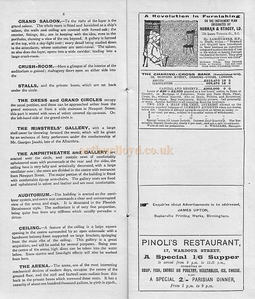 A London Hippodrome Programme from July 30th 1900