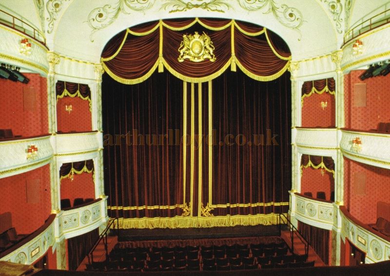 A Postcard view of the Auditorium and Stage of the Theatre Royal, Bath - Courtesy Roger Fox.