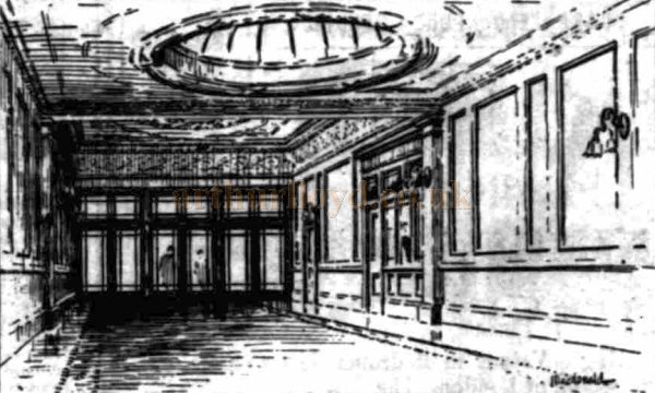The Foyer and Vauxhall Bridge Road Entrance of the Biograph Theatre, Victoria in 1927 - From The Westminster and Pimlico News, 9th of September 1927.