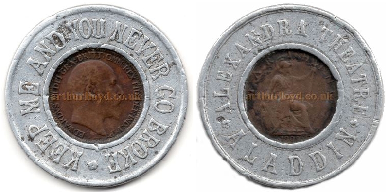 A Ringed Farthing advertising the Alexandra Theatre production of 'Aladdin' - Courtesy Alan Judd.