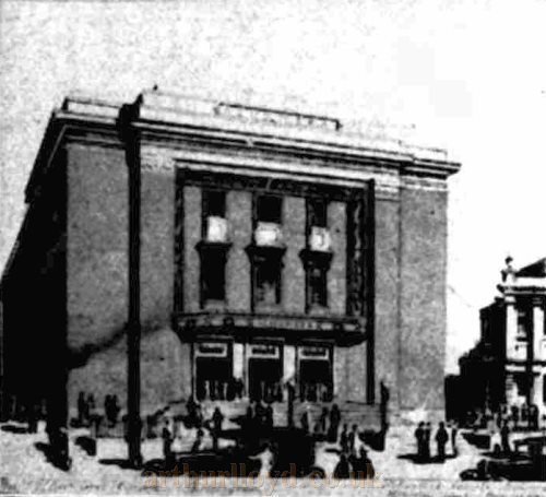 The Exterior and Main Entrance of the Alhambra Cinema, Birmingham - From the Kinematograph Weekly, 3rd of January 1929.