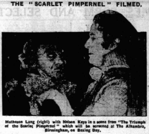 An Advertisement for 'Scarlet Pimpernel' the Opening Film at the Alhambra Cinema, Birmingham in 1928 - From the Evening Despatch, 24th of December 1928.