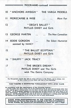 A variety programme called 'Peek - A - Boo' at the Birmingham Hippodrome in April 1952 with Morecambe & Wise and Michael Bentine on the bill amongst others - Courtesy Maurice Poole.