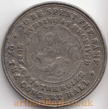 An entrance token for Holder's Concert Hall, Birmingham with H. Holder's name on the front - Courtesy Lynn Stratton.