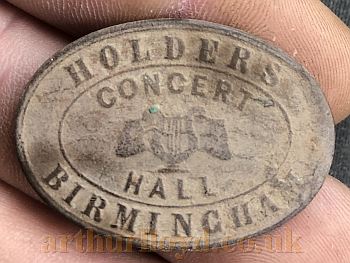 An entrance token for Holders Concert Hall, Birmingham - Courtesy Niall Morris.