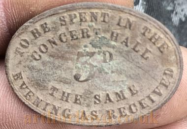 An entrance token for Holders Concert Hall, Birmingham - Courtesy Niall Morris.