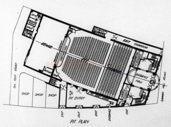 A Pit Plan of the Palace Theatre, Summer Hill Road, Birmingham - From The Builder, 26th of June 1914.