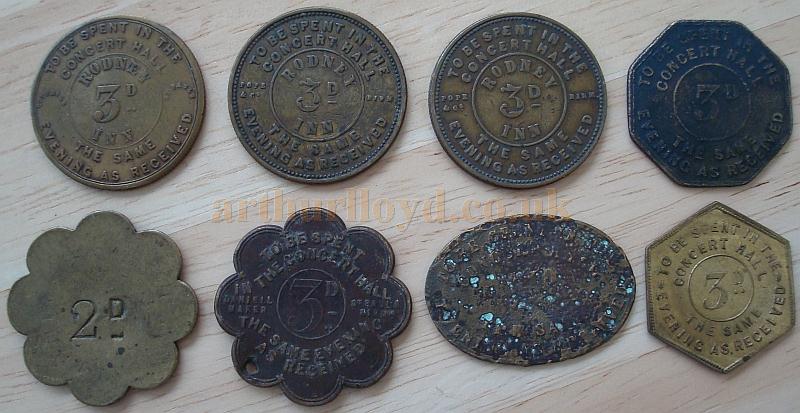 The back of eight Music Hall Tokens from Holder's Grand Concert Hall, Birmingham - Kindly sent in by Lynn Stratton 