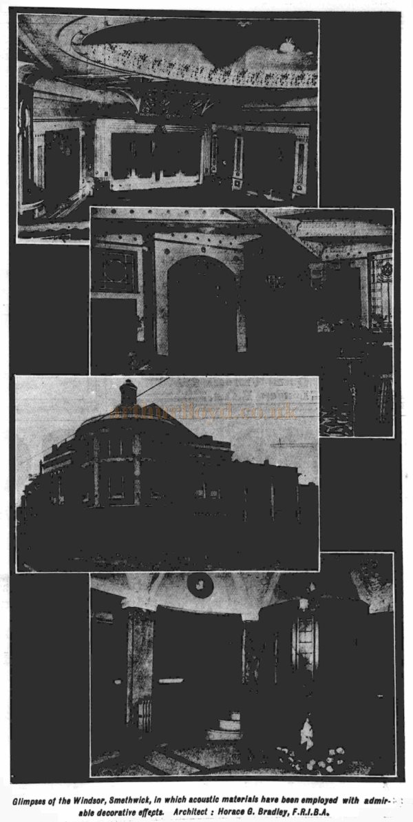 Various views of the Windsor Theatre, Bearwood when it first opened in 1930 - From the Ideal Cinema Supplement to Kinematograph Weekly, 13th of November 1930.