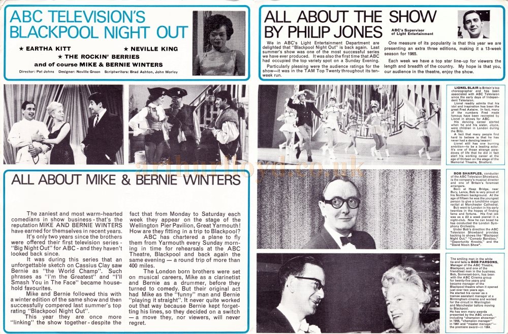 A Programme for ABC Television's 'Blackpool Night Out' with Mike & Bernie Winters in 1965 - Kindly Donated by Chantelle Seaborn whose parents, Norma and Tom Clarkson, visited the Theatre for this production in 1965. 