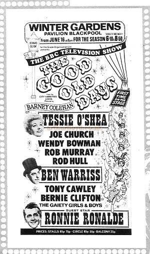 Bill for the BBC's 'The Good Old Days' at the Winter Gardens in 1972 - Courtesy Barry Band.