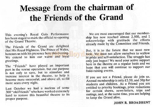 Souvenir Programme for The Royal Performance in the presence of His Royal Highness The Prince of Wales on the Evening of Friday May 29th 1981 at The Grand Theatre Blackpool 