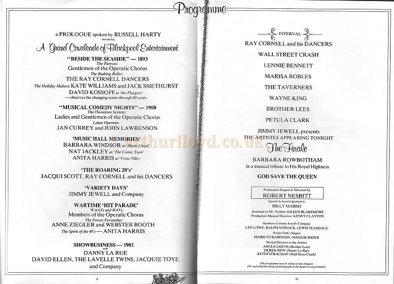 Souvenir Programme for The Royal Performance in the presence of His Royal Highness The Prince of Wales on the Evening of Friday May 29th 1981 at The Grand Theatre Blackpool 