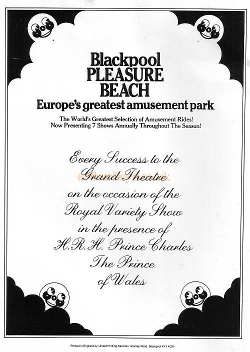 Souvenir Programme for The Royal Performance in the presence of His Royal Highness The Prince of Wales on the Evening of Friday May 29th 1981 at The Grand Theatre Blackpool 