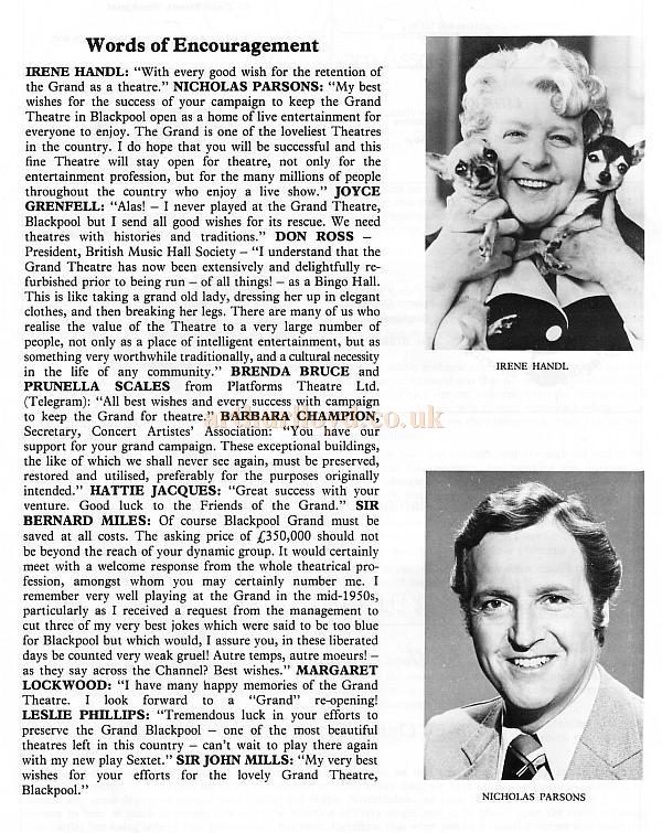A Programme for the reopening of the Blackpool Grand Theatre on the 25th July 1977 