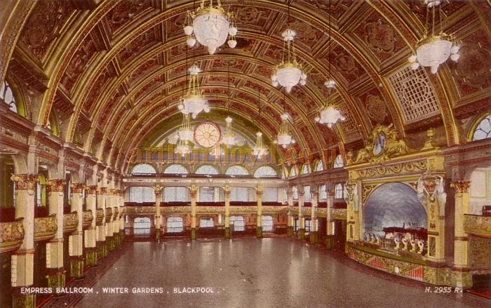 An early colour postcard depicting the Empress Ballroom, Winter Gardens, Blackpool
