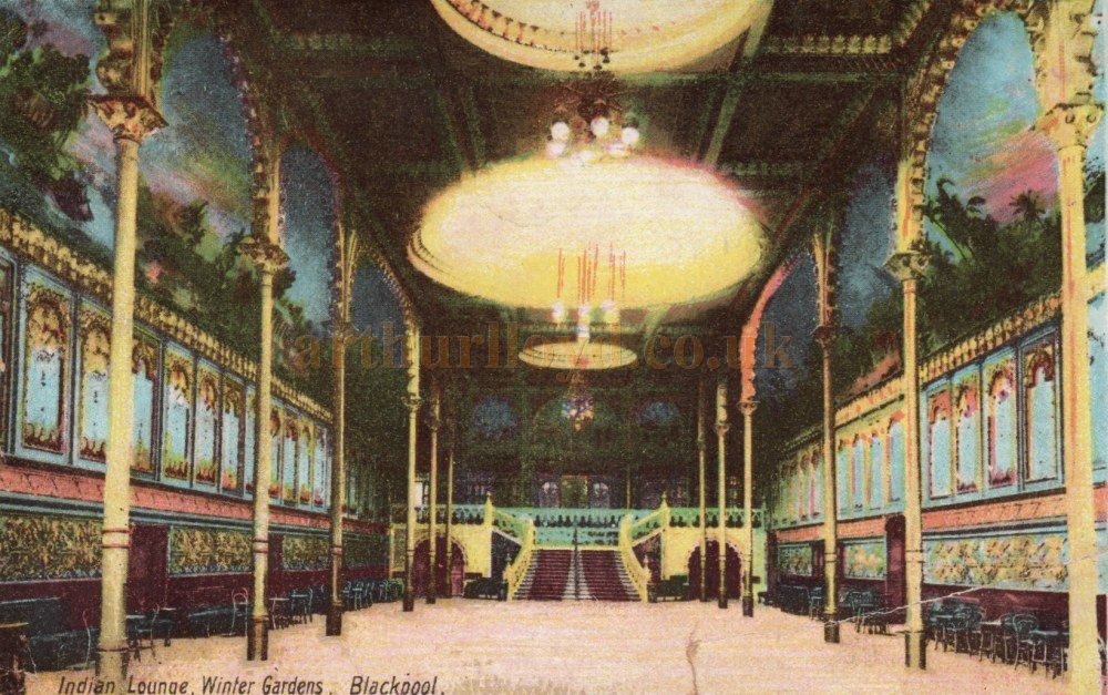 A W. T. Lycett Poscard View of the Indian lounge at the Winter Gardens Complex, Blackpool - Courtesy Clive Carthy.