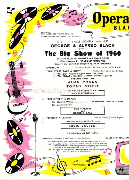 A programme for 'The Big Show' of 1960 at the Blackpool Opera House - Kindly Donated by Chantelle Seaborn whose parents, Norma and Tom Clarkson, visited the Theatre regularly during the 1950s/60s.