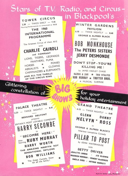 A programme for 'The Big Show' of 1960 at the Blackpool Opera House - Kindly Donated by Chantelle Seaborn whose parents, Norma and Tom Clarkson, visited the Theatre regularly during the 1950s/60s.