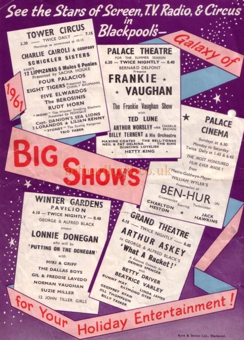 A programme for 'The Big Show' of 1961 at the Blackpool Opera House - Courtesy Roy Cross