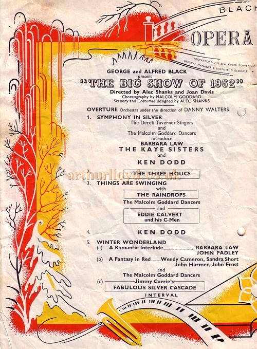 A programme for 'The Big Show' of 1962 at the Blackpool Opera House - Courtesy Roy Cross