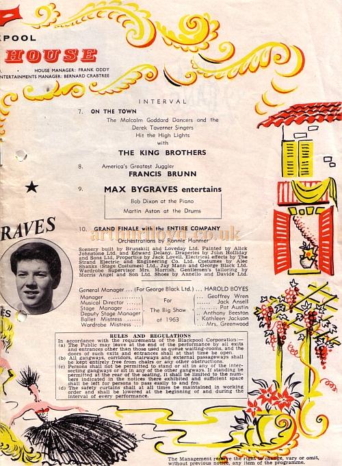 A programme for 'The Big Show' of 1963 at the Blackpool Opera House - Courtesy Roy Cross