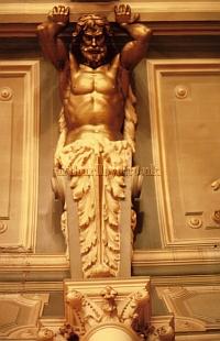 A Caryatid Supporting the Ceiling of the Winter Gardens Theatre, Blackpool in 1980 - Courtesy Ted Bottle.