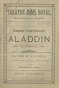 A programme for 'Aladdin' at the Theatre Royal, Bradford at Christmas 1892 1893 - Courtesy Graham Brogden. 