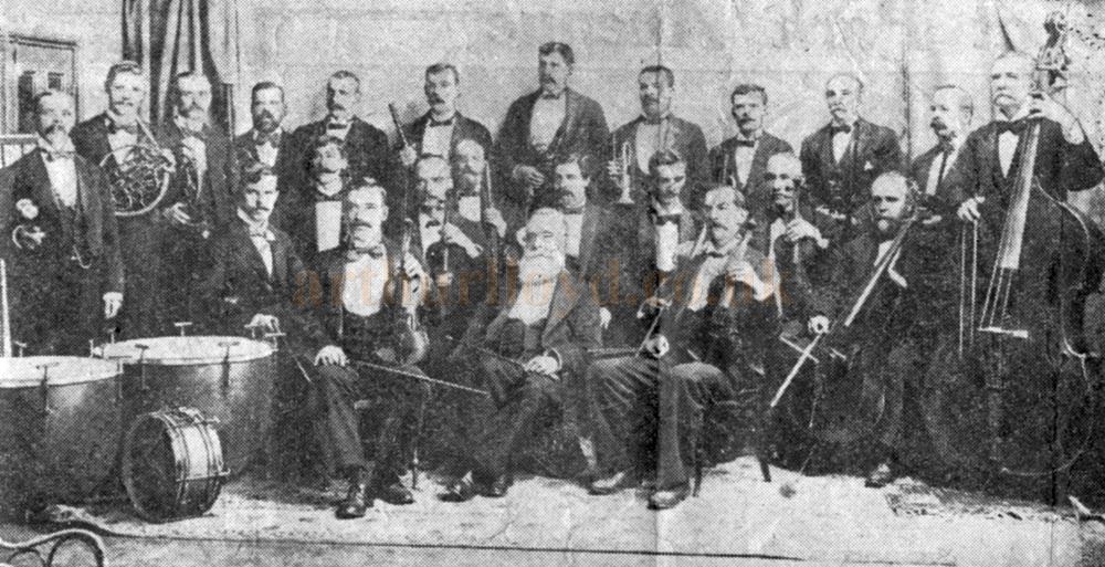 A photograph of the orchestra of the Bradford Theatre Royal and Opera House as it was in 1897 - From the Yorkshire Observer, 20th June 1952 - Courtesy Richard Holmes.
