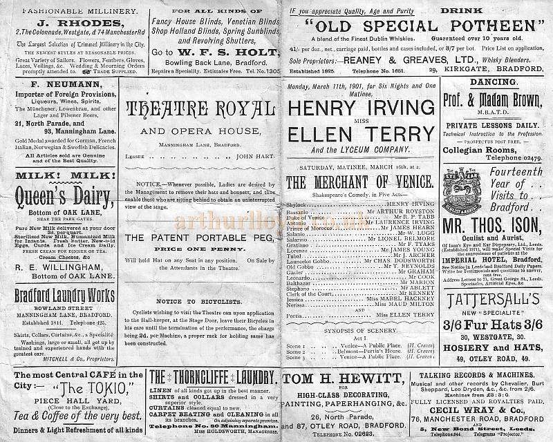 A programme for the Theatre Royal, Bradford, March 11th 1901