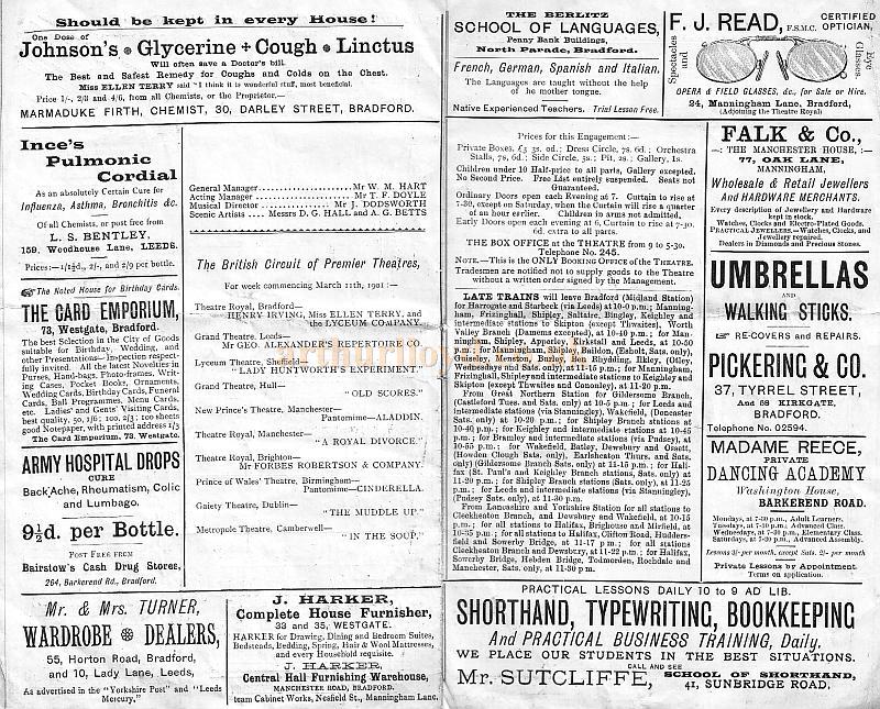 A programme for the Theatre Royal, Bradford, March 11th 1901