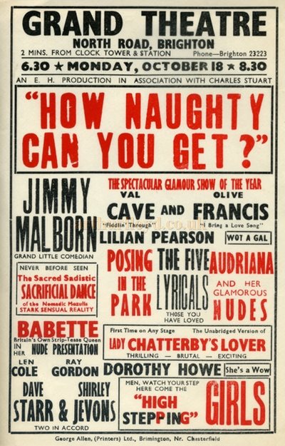 A Poster for the Grand Theatre, Brighton in its later years - Courtesy Maurice Poole.